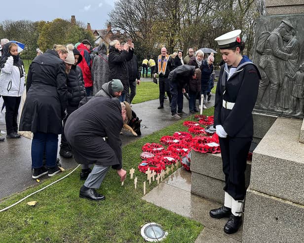 A wreath is laid at the Remembrance Day service in Ashton Gardens, St Annes.