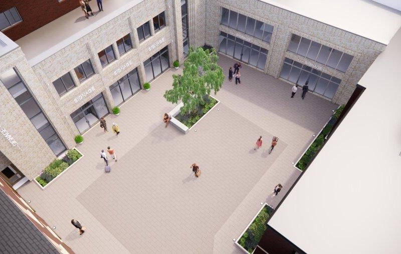 A second-floor roof terrace is planned over the new rear extension, overlooking the courtyard