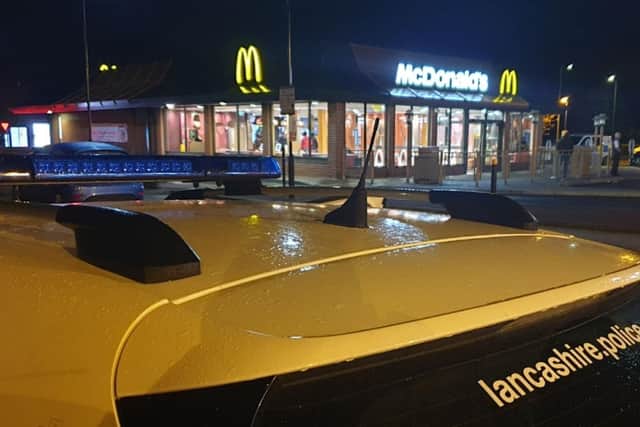 Two youths were arrested after a large gang of unruly teenagers intimidated customers and staff at the McDonald's restaurant in Churchill Way Retail Park, Leyland (Credit: Lancashire Police)