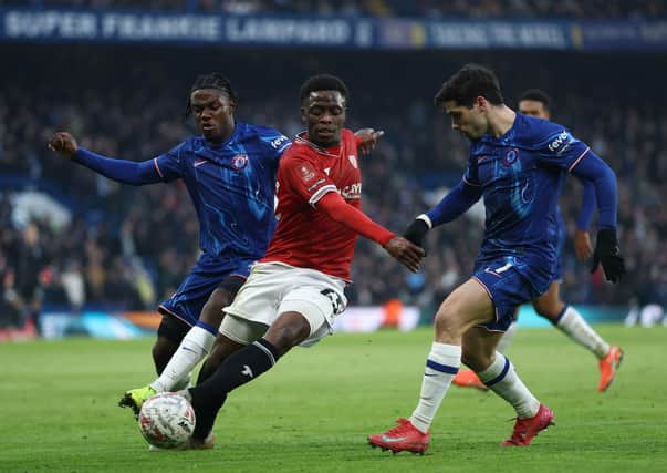 David Tutonda was red carded against Bromley (Photo by Bryn Lennon/Getty Images)