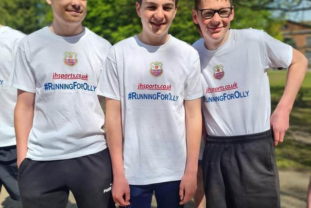 Oliver at the event with friends Jack Dixon (left) and Jacob Boult