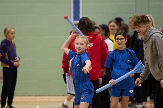 Preston pupils taking part in javelin throwing