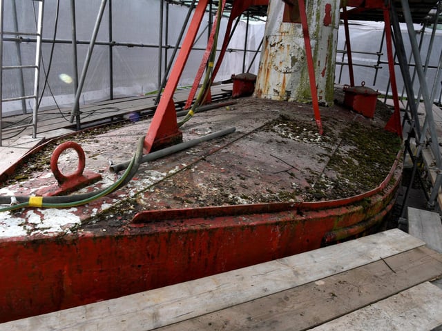 The refurbishment of the iconic buoy on Preston Docks begins