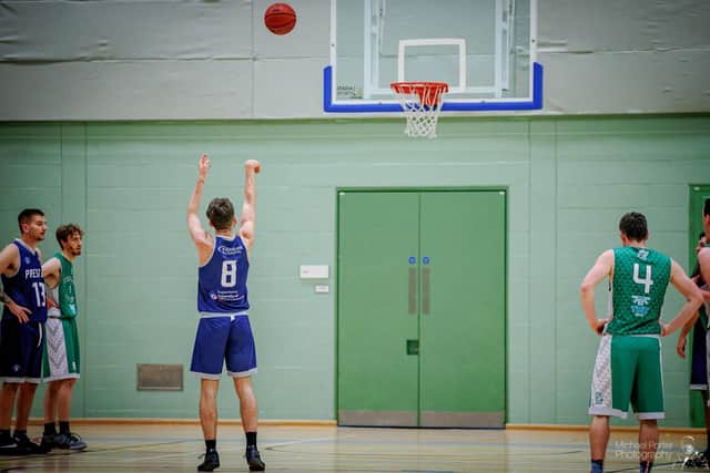 Joe Heyes playing for Preston Basketball Club (credit Michael Porter Photography)
