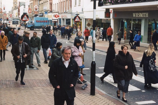 Taken long before Fishergate's 'shared space' concept was introduced - this picture shows the busy crossing point outside Woolworths and WH Smith