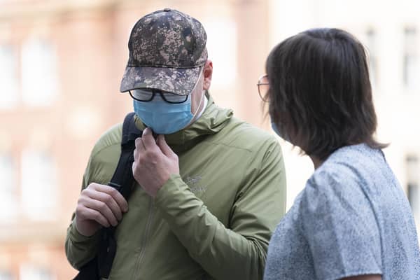 Former Metropolitan Police officer Joel Borders arriving at Westminster Magistrates' Court, London, where he is charged with sharing "grossly offensive" WhatsApp messages with Sarah Everard murderer Wayne Couzens. Picture date: Thursday July 28, 2022.