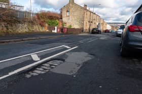 Pot holes on Accrington Road opposite The Angel Inn, Burnley.