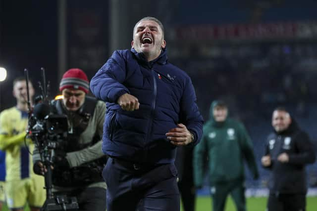 Preston North End manager Ryan Lowe celebrates after the match

Photographer Alex Dodd / CameraSport

The EFL Sky Bet Championship - Blackburn Rovers v Preston North End - Friday 10th November 2023  - Ewood Park - Blackburn

World Copyright © 2023 CameraSport. All rights reserved. 43 Linden Ave. Countesthorpe. Leicester. England. LE8 5PG - Tel: +44 (0) 116 277 4147 - admin@camerasport.com - www.camerasport.com