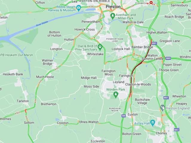 Motorists faced delays of up to 30 minutes on the M6 due to “emergency roadworks” near Leyland (Credit: AA)