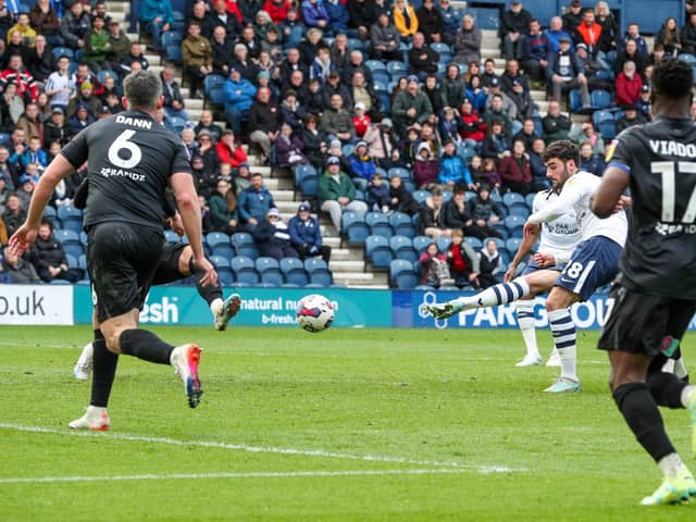 Preston North End's Tom Cannon scores the opening goal