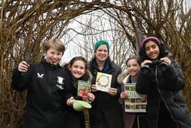 Year 5 teacher and outdoor learning lead Anna Cookson (centre) with pupils of St Stephen's Church of England Primary School