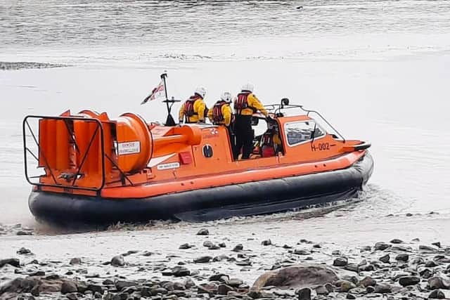 Morecambe RNLI lifeboat, coastguard and other rescue agencies went to rescue a person that had fallen off cliffs at Holgate caravan park, Silverdale.
