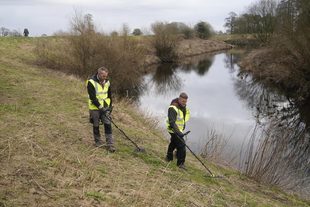 Members of the public use metal detectors on the banks of the River Wyre at St Michael's on Wyre as the search for Nicola enters its 9th day. Picture date: Saturday February 4, 2023.