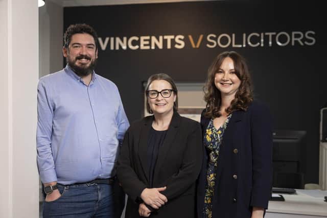 Vincents Solicitors' Court of Protection team [L-R] Oliver Banks, Nicola Hayes and Abigail Cuffe