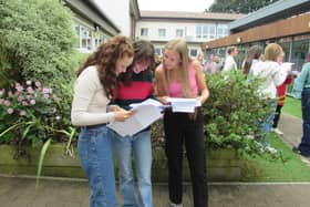 Penwortham Girls' High School pupils opening their results this morning.