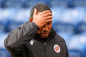 Reading manager Paul Ince speaks during an interview after the match at PNE
