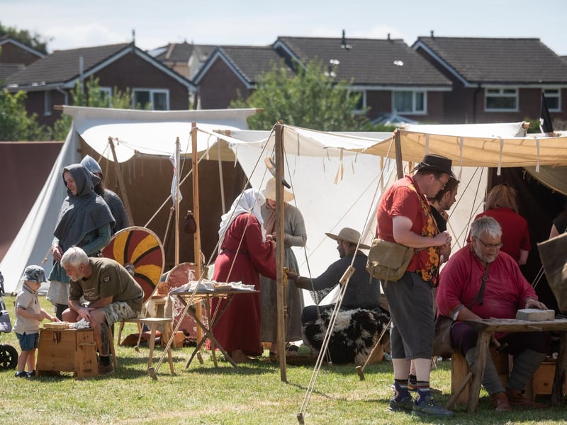 Heysham Viking Festival 2026 - there was a Viking camp with people doing traditional crafts, cooking and sewing.
