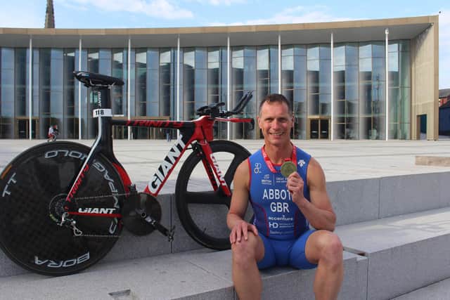 UCLan’s Steve Abbott who has been crowned English Duathlon Champion 2022 for his age group.