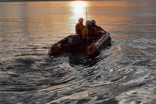 Morecambe Lifeboat raced to the rescue after seeing strobe lights from lifejackets in the sea.