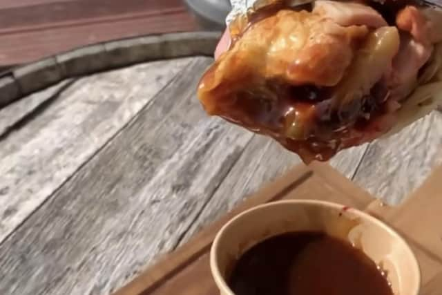 Lockdown Burger's Yorkshire pudding kebab dipped in gravy