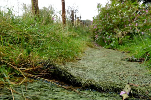 There is concern that artificial grass laid on the Tolkien Trail in Hurst Green could pollute the River Ribble