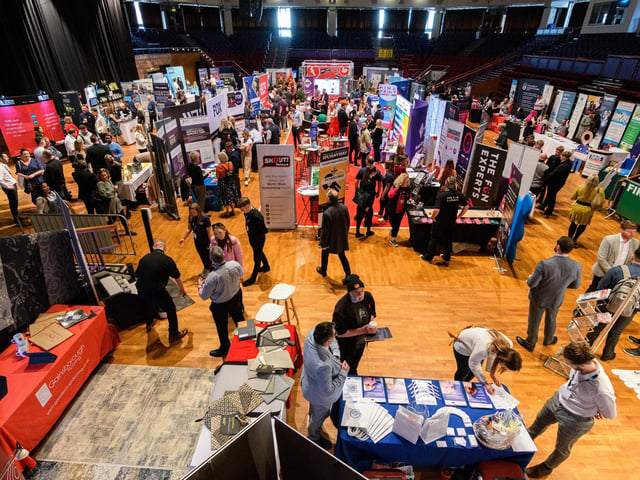 The scene inside Preston Guild hall. From Caribbean queens to prize draws, challenges and party games, exhibitor stands excelled in delegate engagement, making Lancashire Business Expo the fun and interactive expo that delegates have come to expect.