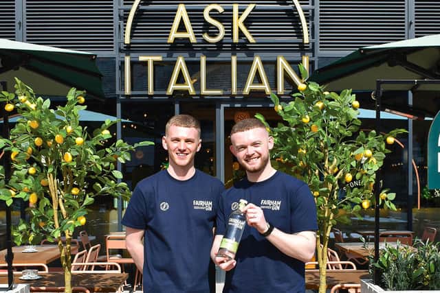 Liam (left) and Ellis (right) visit the new ASK Italian restaurant.