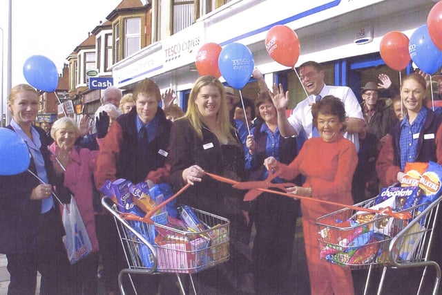 The opening of the new Tesco Express store in Poulton Road, Fleetwood. Tesco's very own 'local hero' Liz Brown (front right, in red) was guest of honour when the new Tesco Express store in Fleetwood opened