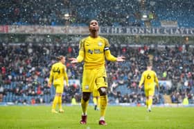 Preston North End's Daniel Johnson celebrates Ched Evans’ goal at Blackburn