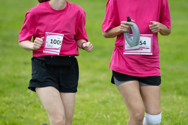Many entrants in Race for Life in Preston's Moor Park took the opportunity to run with friends and relatives