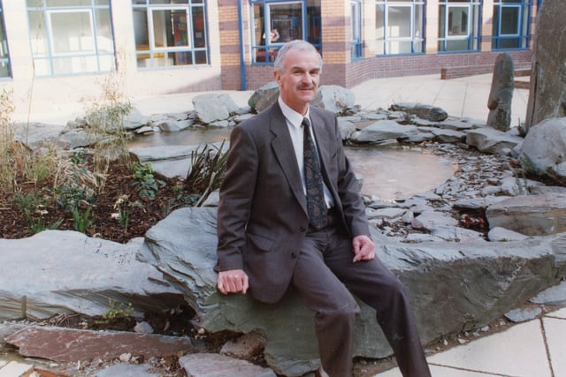 A £4m Preston school - Ribbleton Hall High - opened its doors for the first time and won top marks from staff and pupils in 1991. Pictured here is head master Ray McDonald in the picturesque courtyard in the centre of the school