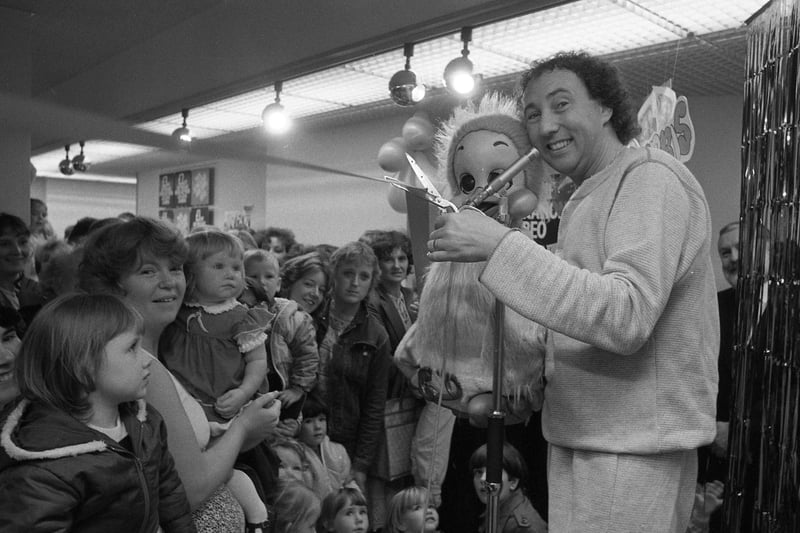 Little green Orville, the country's most lovable bird, brushed off his shyness to open a new store in Preston. Complete with nappy and right-hand man Keith Harris, the bashful duck arrived in St George's Shopping Centre for the official opening of a Radio Rentals shop