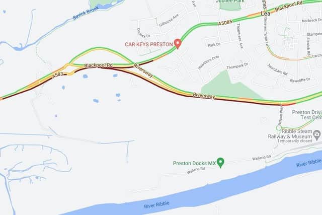 A map showing the congestion reportedly caused by the traffic lights (Credit: AA)