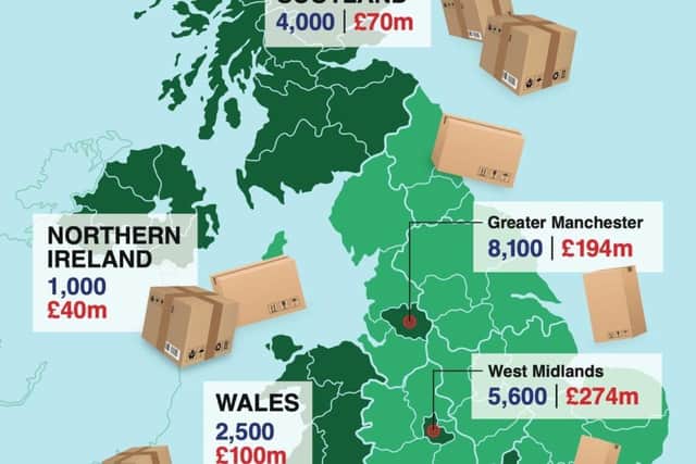 Graphic shows the top selling regions in England, along with figures for Wales, Scotland and NI