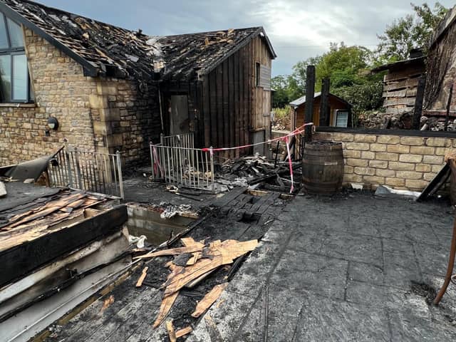 The devastating damage caused by the fire at the Three Millstones pub in West Bradford this week