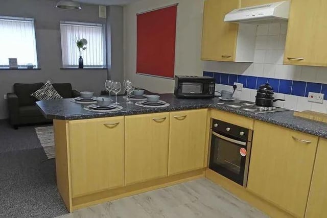 This room in a flat in Ladywell Street, Preston, is available for £312 pcm (£72 per week).
It is part of the Brunel Court development and is available in September for students only.
Tenants will have access to a common room, study room and private gym as well as a "boutique cinema" and "entertaining kitchen".
It comes furnished with Wifi.