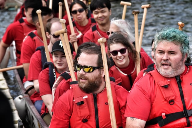 One of the teams taking part in the Dragon Boat racing tournament.