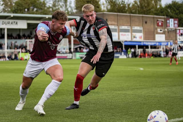 Harry Ibbitson makes a nuisance of himself against South Shields (photo: David Airey/dia_images)