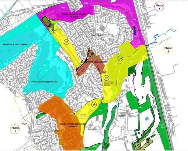 Areas 3a and 3b are to become public open spaces - marked in yellow.
