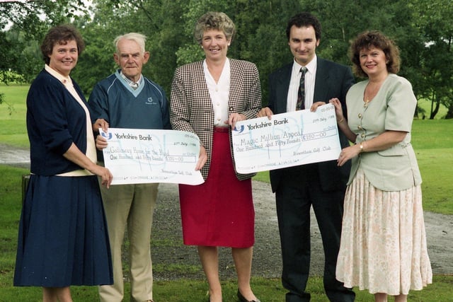 Dozens of golfers from all over the county took part in the 1993 Festival of Golf at Penwortham Golf Club. Here are some of the big winners being presented with cheques