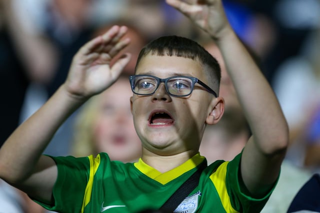 A young Lilywhites fan is in full voice at Huddersfield.