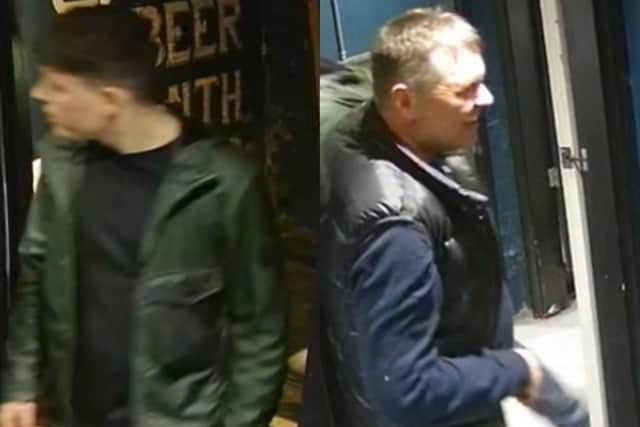 Officers want to speak to these two men in connection with the public order offence (Credit: Lancashire Police)