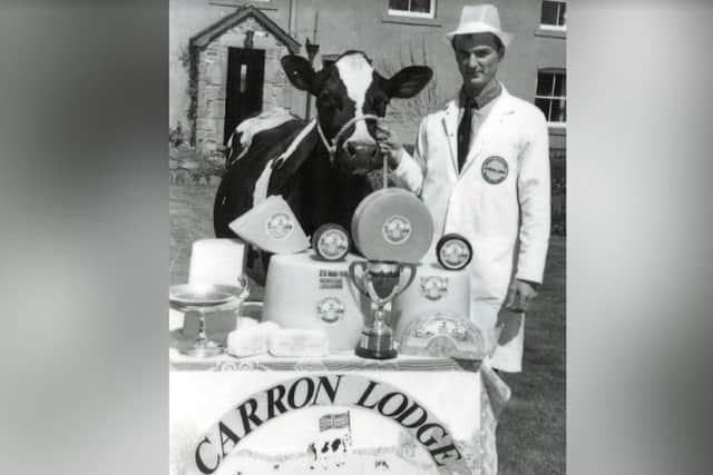 Adrian, Carron Lodge's Managing Director pictured in 1994 with their prize-winning cheese.