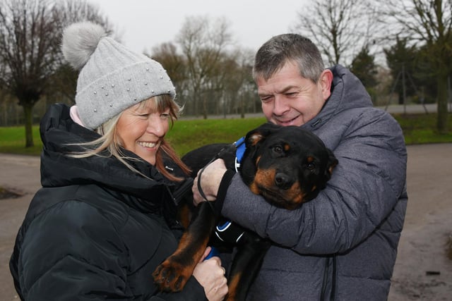 Dawn and Graham Horth with their puppy Finn.