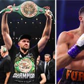 Left: Tyson Fury following his fight with Francis Ngannou. Right: Tommy Fury during his fight with KSI. Images: Getty