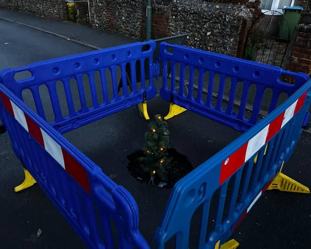 The Christmas tree in a sinkhole in Bognor Regis