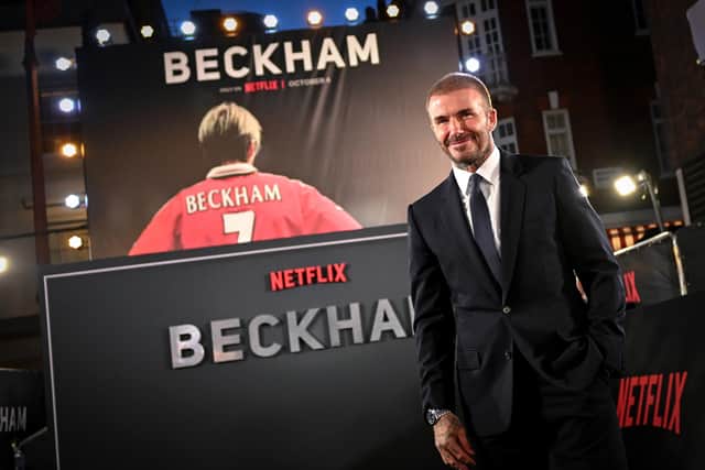 David Beckham attends the Netflix 'Beckham' UK Premiere at The Curzon Mayfair on October 03, 2023 in London, England. (Photo by Gareth Cattermole/Getty Images)