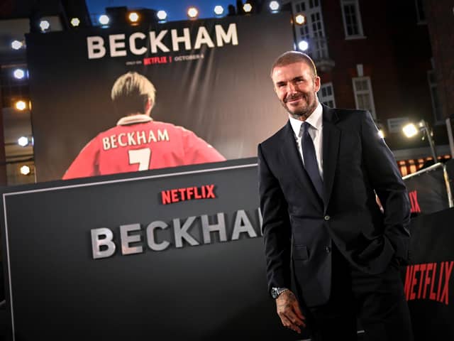 David Beckham attends the Netflix 'Beckham' UK Premiere at The Curzon Mayfair on October 03, 2023 in London, England. (Photo by Gareth Cattermole/Getty Images)