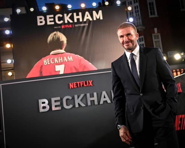 David Beckham attends the Netflix 'Beckham' UK Premiere at The Curzon Mayfair on October 03, 2023 in London, England. (Photo by Gareth Cattermole/Getty Images)