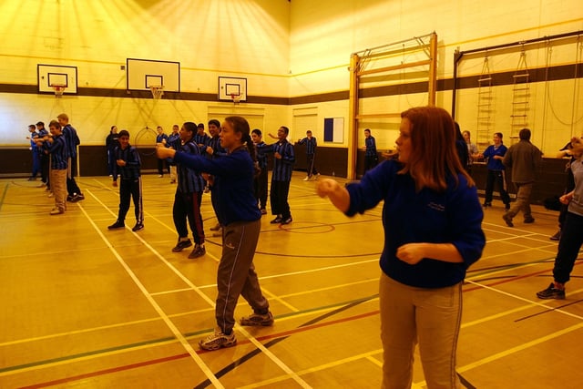 Pupils during a body combat lesson at Moor Park High School in Preston